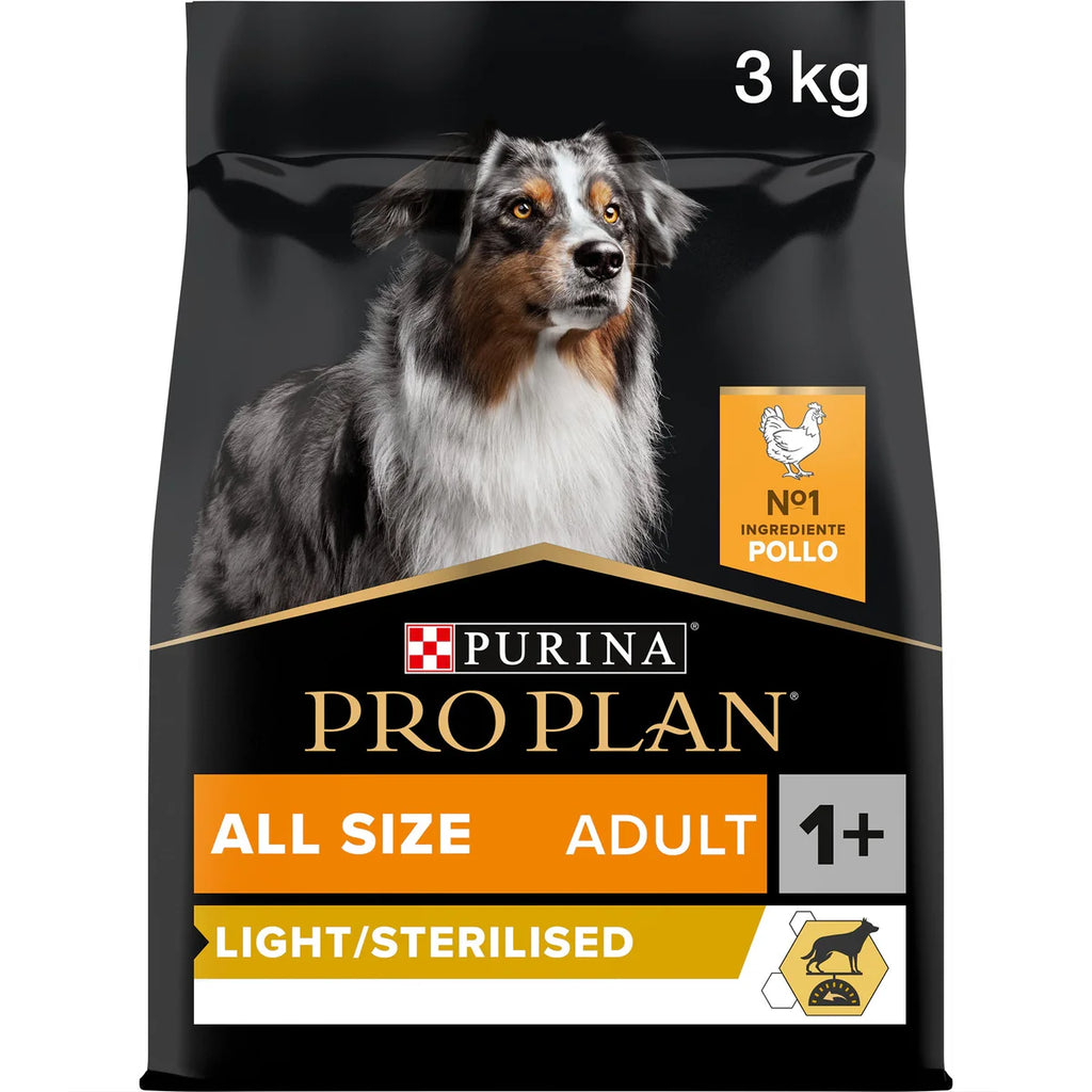 طعام الكلاب الجاف PURINA® Pro Plan® لجميع الأحجام للبالغين خفيف/معقم مع OPTIWEIGHT®، غني بالدجاج 