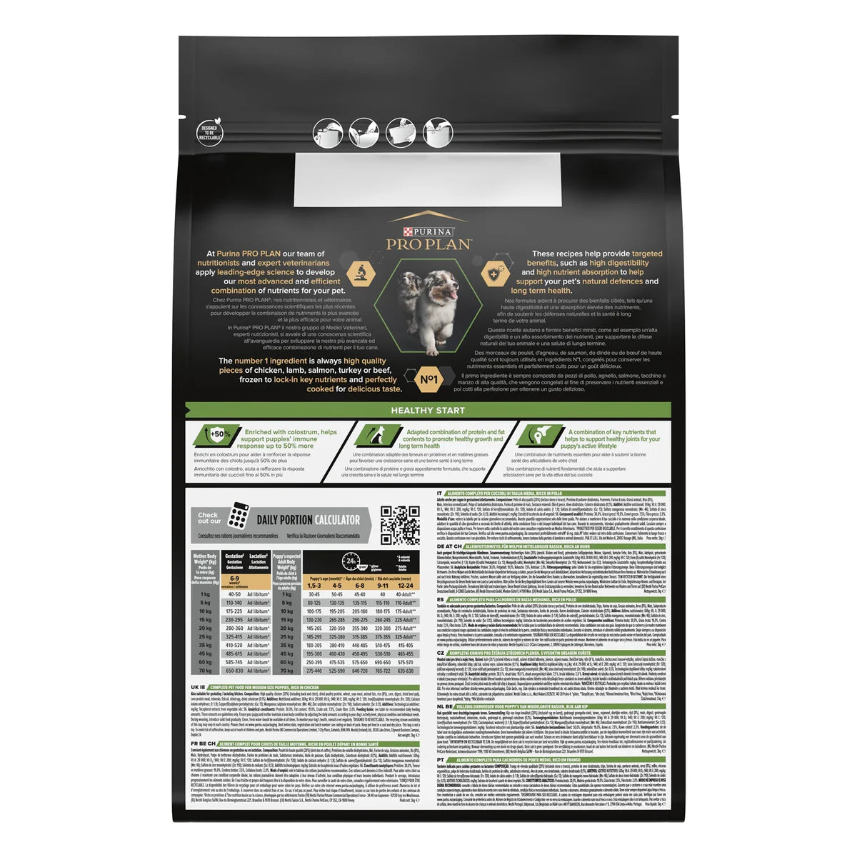 طعام جاف للجراء من بورينا برو بلان متوسط ​​الحجم مع أوبتيستارت غني بالدجاج