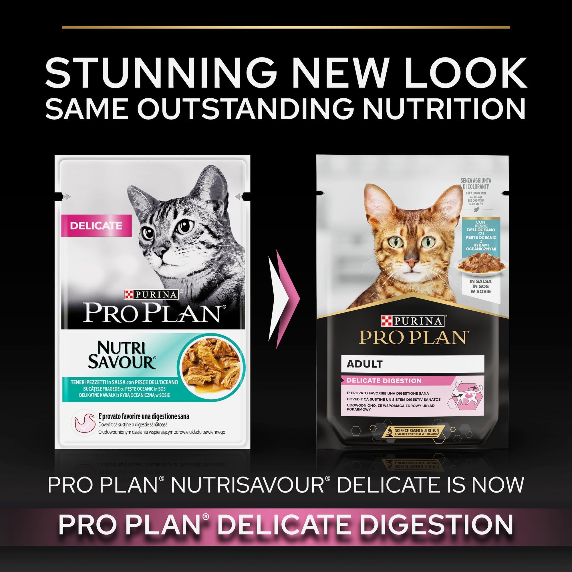 طعام PURINA® PRO PLAN® Delicate Nutri Savour™ مع سمك المحيط في المرق 85 جم 