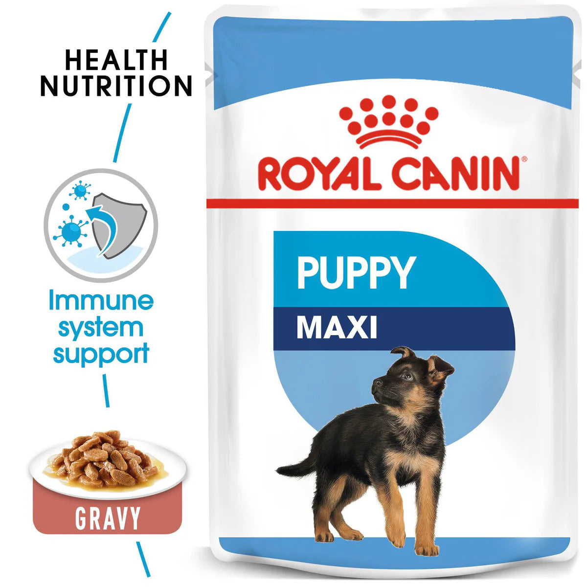 Royal Canin Maxi Puppy in Gravy (140 gm\pouch) - wet food for large dogs - Adult weight from 26 to 44 KG. From 2 to 15 months